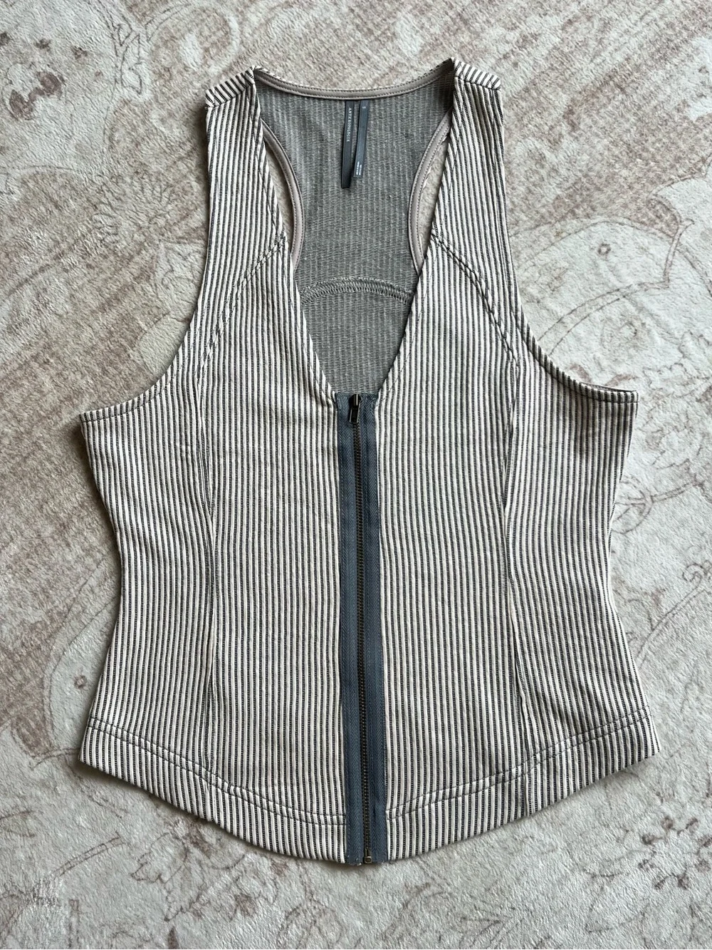 Anthropologie | Middle Zipper Crop Top | Creme & Gray | Women’s Small - Picture 1 of 2